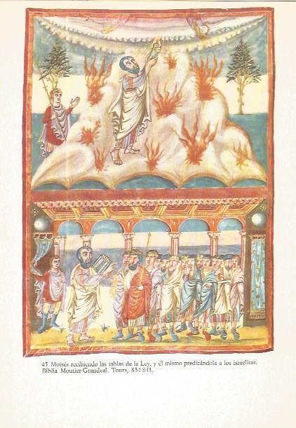 LAMINA V02547: Moises recibiendo las tablas. Biblia Moutier-Grandval. Tours.