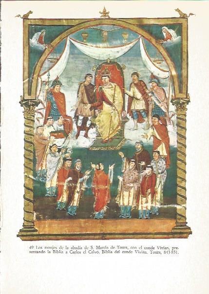 LAMINA V02550: Los monjes de la abadia de S. Martin. Biblia del conde Vivian. Tours