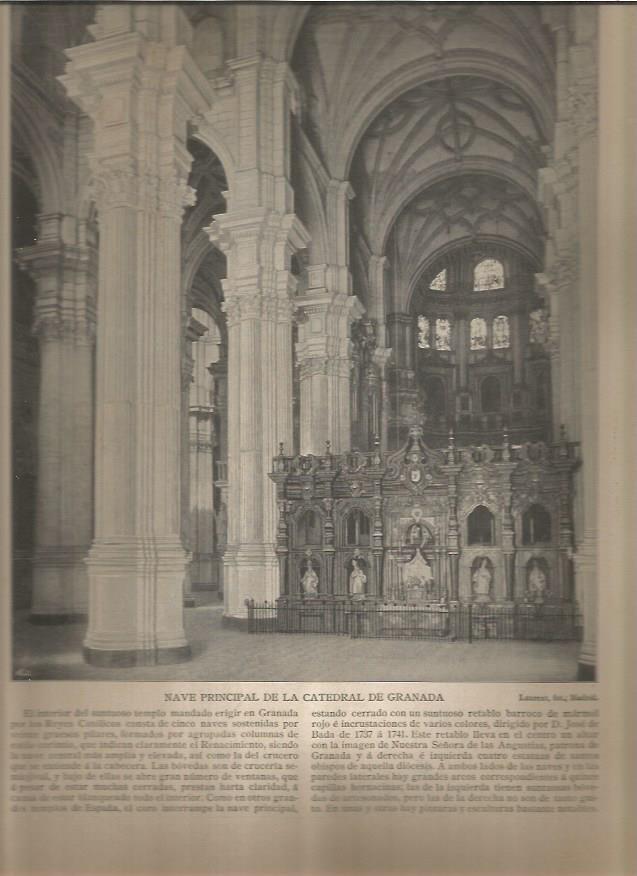 LAMINA V02791: Nave principal de la catedral de Granada
