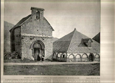 LAMINA V02703: Iglesia de Santiago y capilla de Sancti Spiritus en Roncesvalles