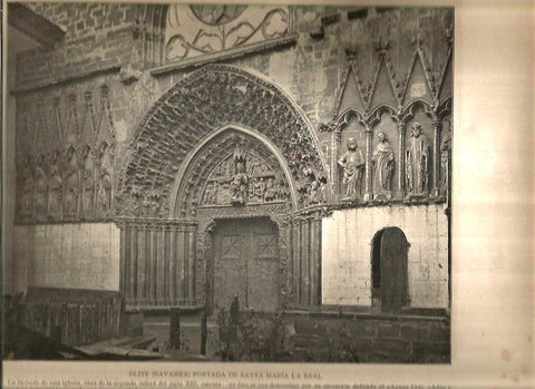 LAMINA V02760: Portada de Santa Maria La Real en Olite, Navarra