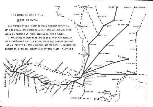 LAMINA V02338: Mapa del camino de Santiago desde Francia