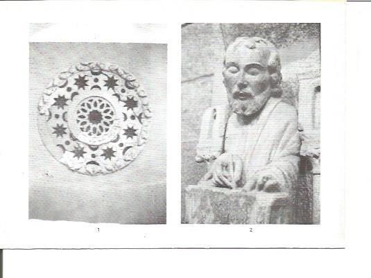 LAMINA V02319: Catedral de Santiago. Roseton y escultura del Maestro Mateo