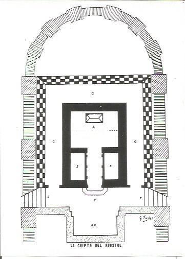 LAMINA V02304: Catedral de Santiago. Planta de la Cripta del Apostol