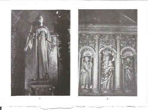 LAMINA V02308: Catedral de Santiago. Escultura de madera de Santa Susana y pequeño retablo plateresco