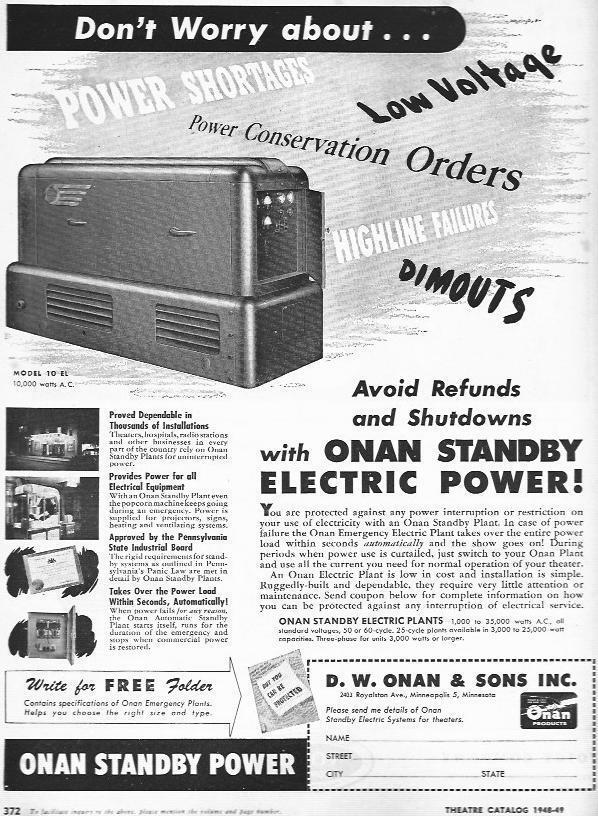 LAMINA 29409: Publicidad de D. W. Onan & Sons Inc.
