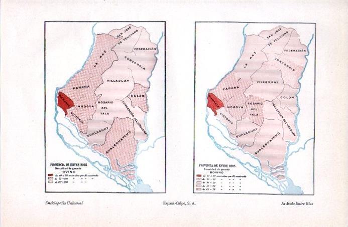 LAMINA V08010: Mapa densidad de ganado en Entre Rios