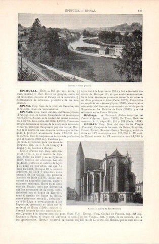 LAMINA V08022: Vista e iglesia en Epinal, Francia