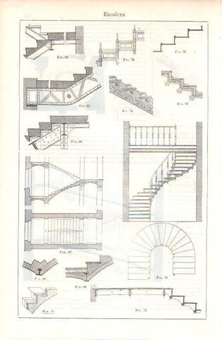 LAMINA V08059: Tipos de escaleras