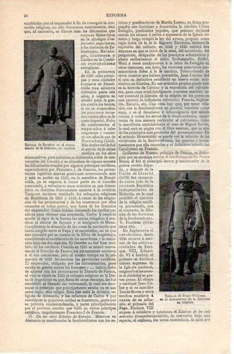 LAMINA V07800: Estatuas del Monumento de la Reforma en Ginebra