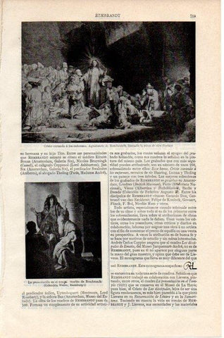 LAMINA V07892: Cristo curando a los enfermos y La presentacion en el tempo por Rembrandt