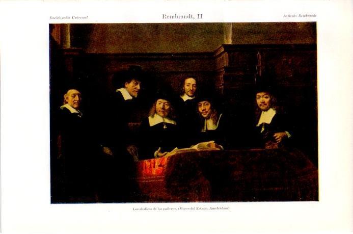 LAMINA V07890: Los sindicos de los pañeros por Rembrandt