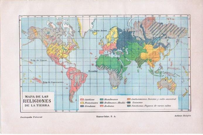 LAMINA V07859: Mapa de las religiones del mundo