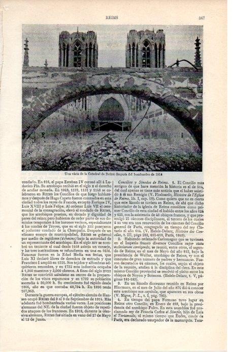 LAMINA V07833: La Catedral de Reims despues del bombardeo de 1914