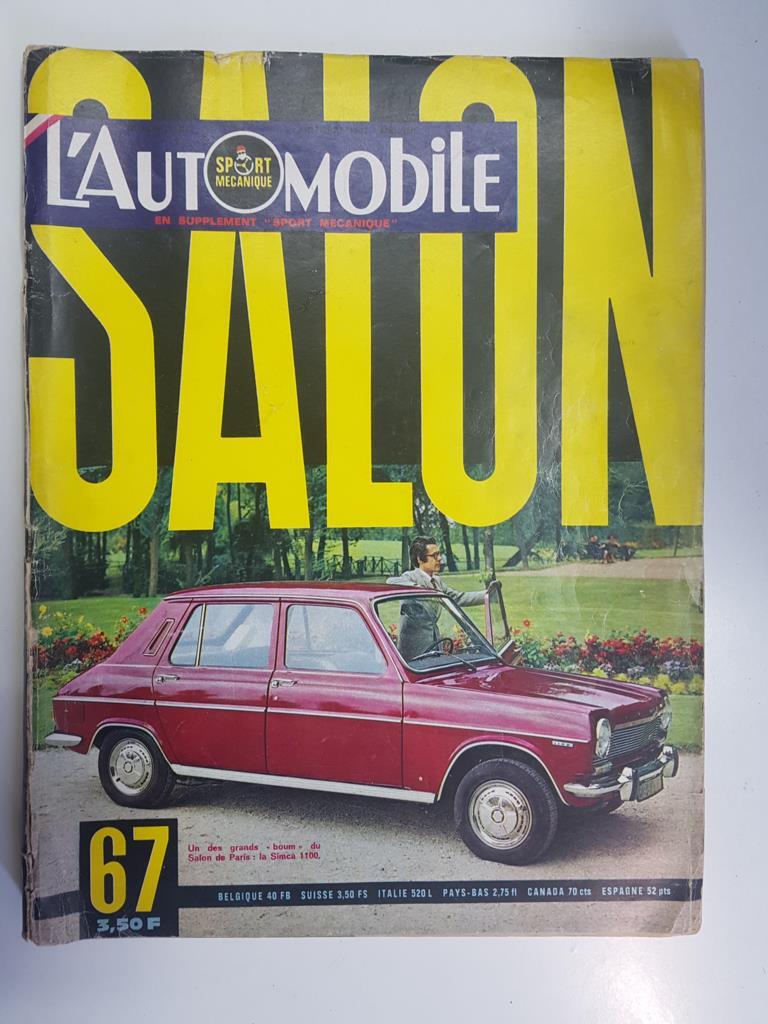 Revista: L'Automobile num 258, octobre 1967 - un des grands boum du Salon de Paris la Simca 1100