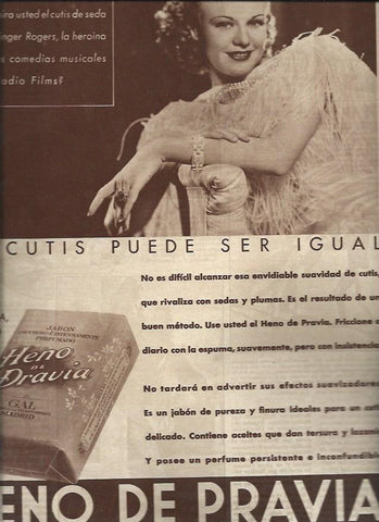 LAMINA 31133: Publicidad de Heno de Pravia con Ginger Rogers