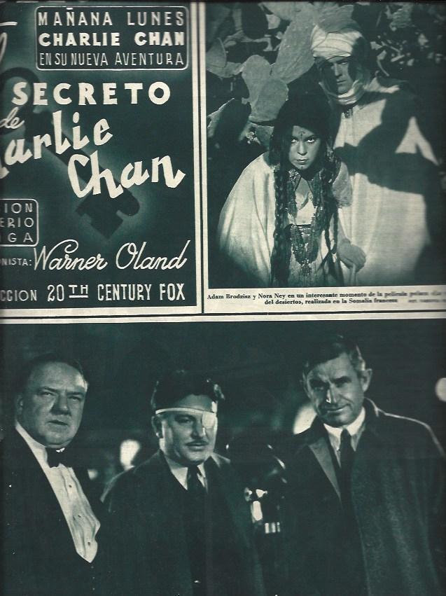 LAMINA 31137: Anuncio de El secreto de Charlie Chan y escena de La voz del desierto