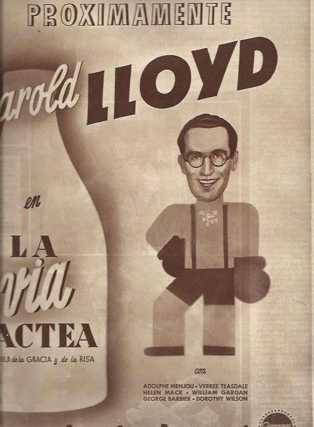 LAMINA 31144: Anuncio de Harold Lloyd en La via lactea