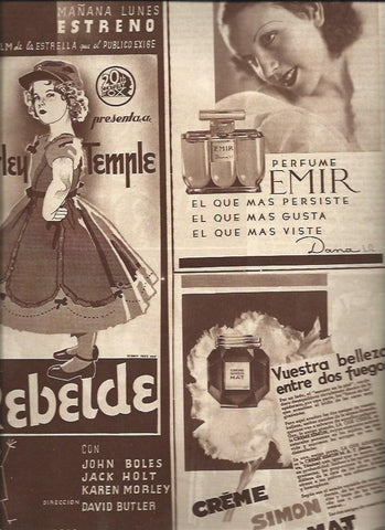 LAMINA 31104: Anucnio del cine Madrid-Paris de Rebelde con Shirley Temple