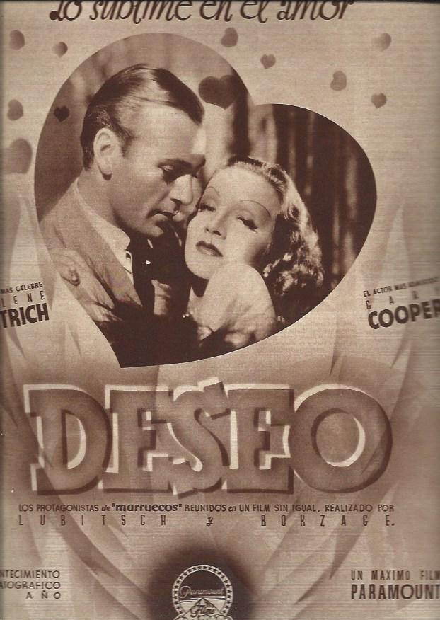 LAMINA 31181: Cartel de Deseo con Marlene Dietrich y Gary Cooper