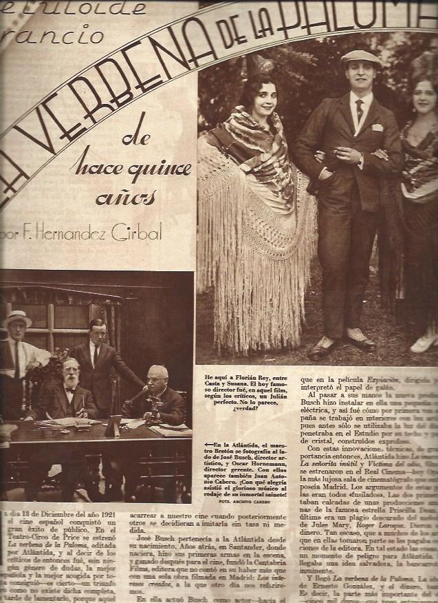 LAMINA 31193: Cronica de La verbena de la Paloma grabada en 1921