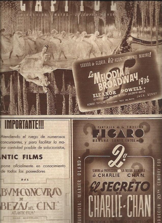 LAMINA 31163: Anuncio del Capitol con La melodia de Broadway de 1936