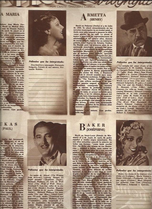 LAMINA 31166: Ana Maria, Henry Armetta, Paul Lukas y Josephine Baker