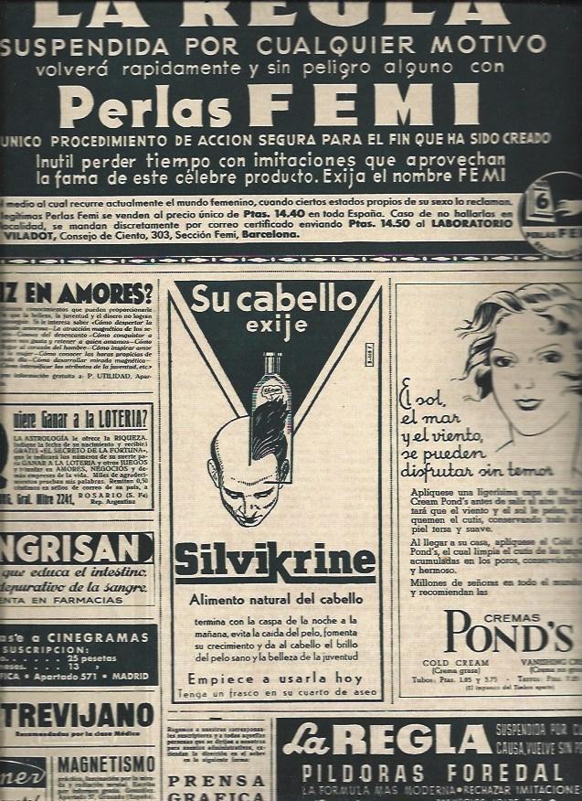 LAMINA 31169: Publicidad de Perlas Femi, Ponds y Silvikrine