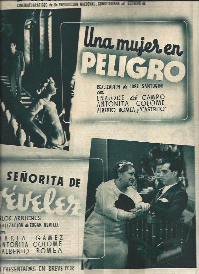 LAMINA 31024: Anuncio de Una mujer en peligro y La señorita de Trevelez
