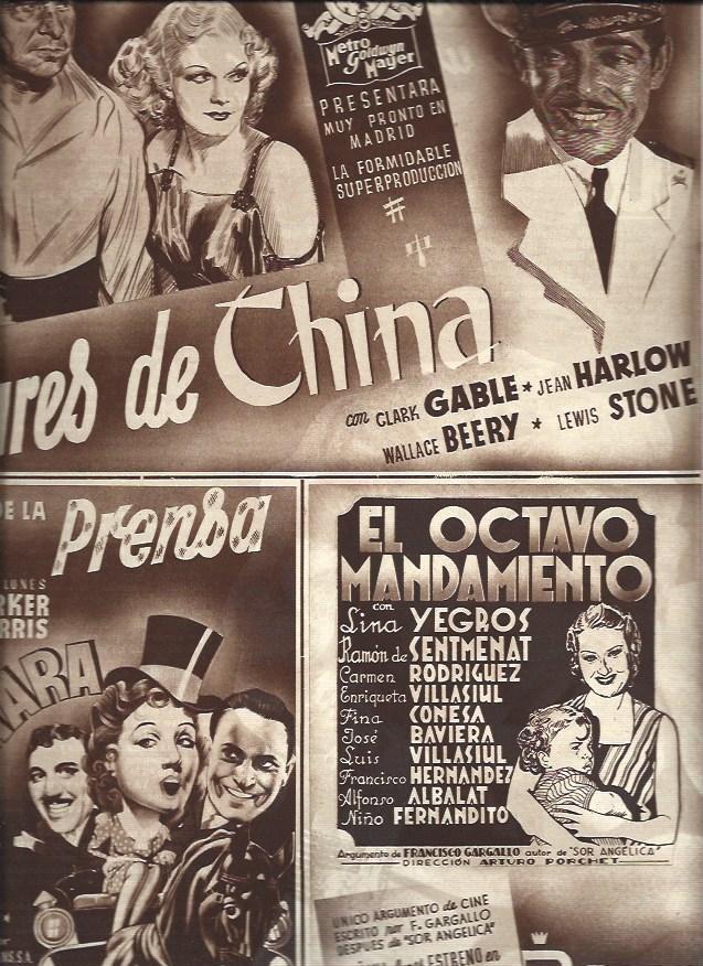 LAMINA 31025: Anuncios de Mares de China, La princesa O'Hara y El octavo mandamiento