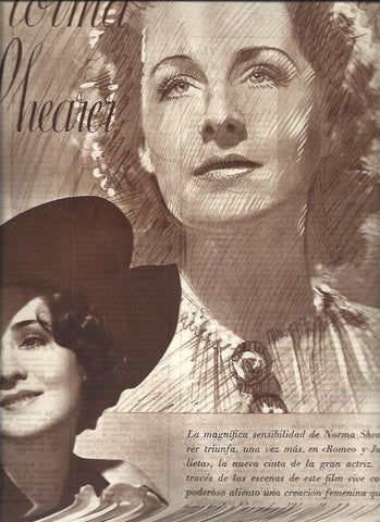 LAMINA 31034: Dibujo y foto de Norma Shearer