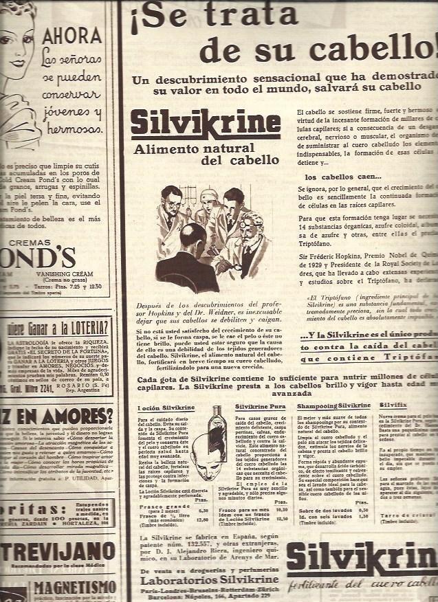 LAMINA 31038: Publicidad de Silvikrine, cremas Ponds y otros