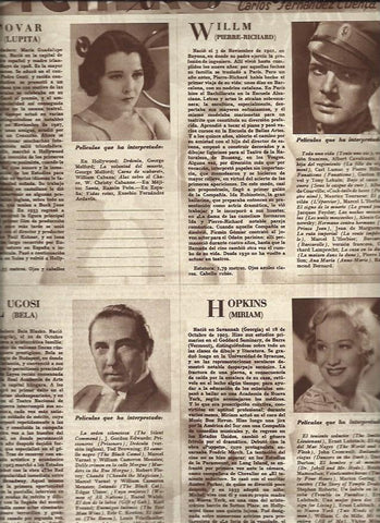 LAMINA 31093: Lupita Tovar, Perre Richard Illm, Bela Lugosi y Miriam Hopkins