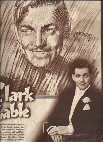 LAMINA 31048: Clark Gable, dibujo de Herreros
