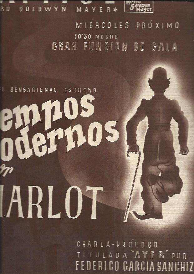 LAMINA 31067: Cartel del Capitol del film Tiempos modernos de Charlot
