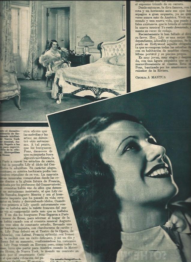 LAMINA 31063: Lily Pons en su dormitorio