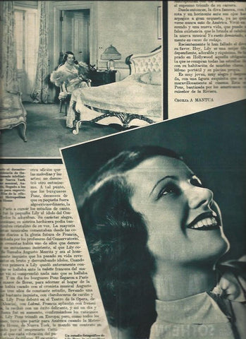 LAMINA 31063: Lily Pons en su dormitorio