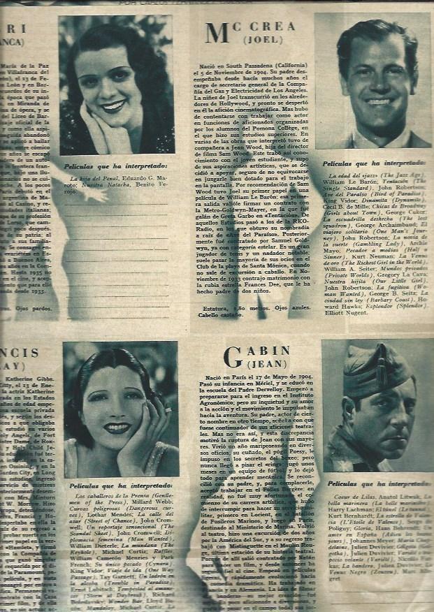 LAMINA 31364: Blanca Negri, Kay Francis, Joel Mc Crea y Jean Gabin