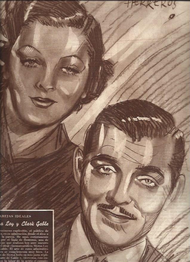 LAMINA 31343: Myrna Loy y Clark Gable, por Herreros