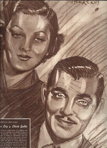 LAMINA 31343: Myrna Loy y Clark Gable, por Herreros