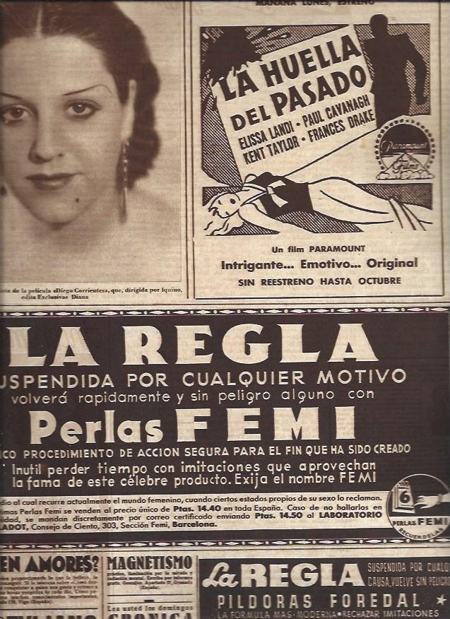 LAMINA 31387: Blanquita Gil y publicidad de Perlas Femi
