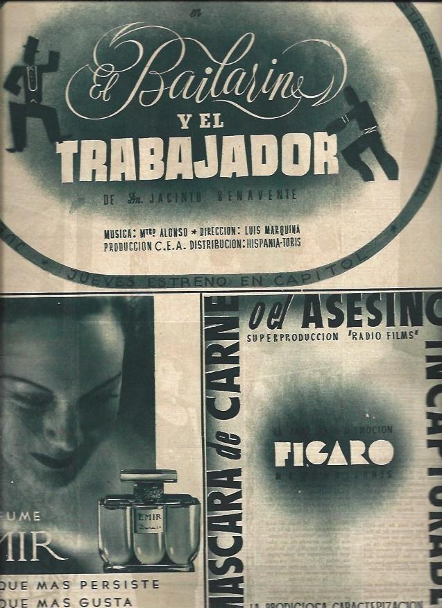 LAMINA 31244: Publicidad de El bailarin y el trabajador y perfume Emir