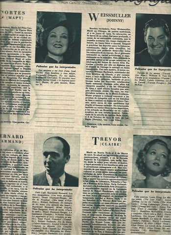 LAMINA 31257: Mapy Cortes, Johnny Weissmuller, Armand Bernanrd y Claire Trevor