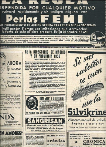 LAMINA 31224: Pagina de publicidad con Ponds y Perlas Femi