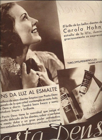 LAMINA 31230: Carola Hohn en publicidad de Pasta Dens