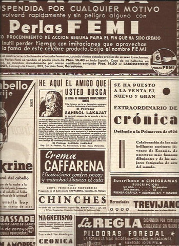 LAMINA 31260: Publicidad de Perlas Femi, Crema Caffarena y varios