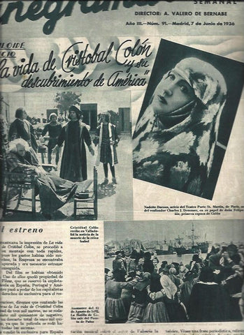 LAMINA 31297: Cronica del estreno de La vida de Cristobal Colon