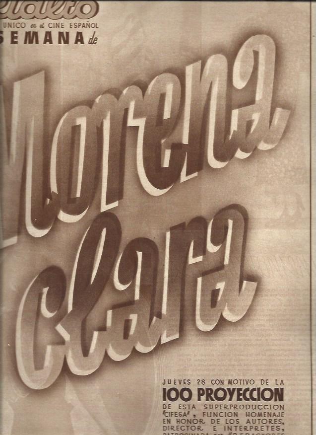 LAMINA 31264:  Cartel de la 100 proyeccion de Morena Clara en el Rialto