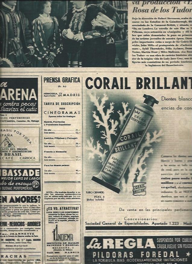 LAMINA 31278: Escena de La Rosa de los Tudor y publicidad de Corail Brillant