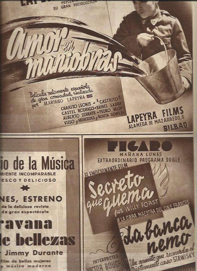 LAMINA 30699: Publicidad de Amor en maniobras, Caravana de bellezas y Secreto que quema